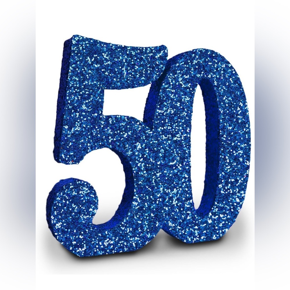 Blue Glitter Number 50 Party Decoration